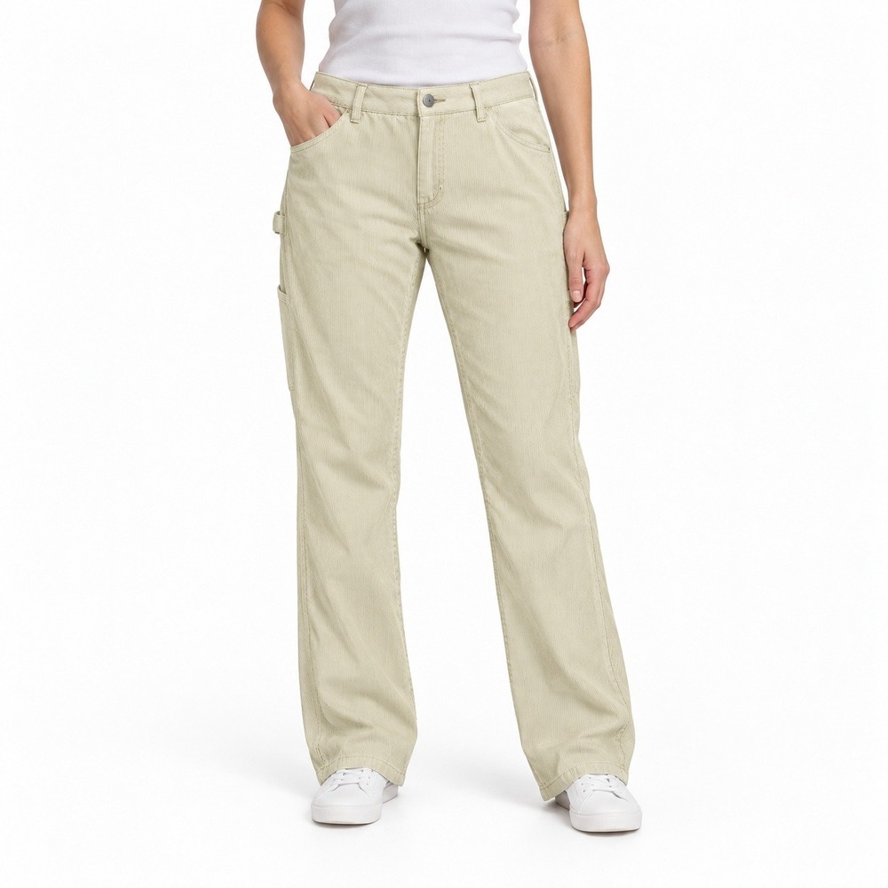 Dickies Carpenter Pants Women 13/31 Cream Corduroy Utility CP20SM